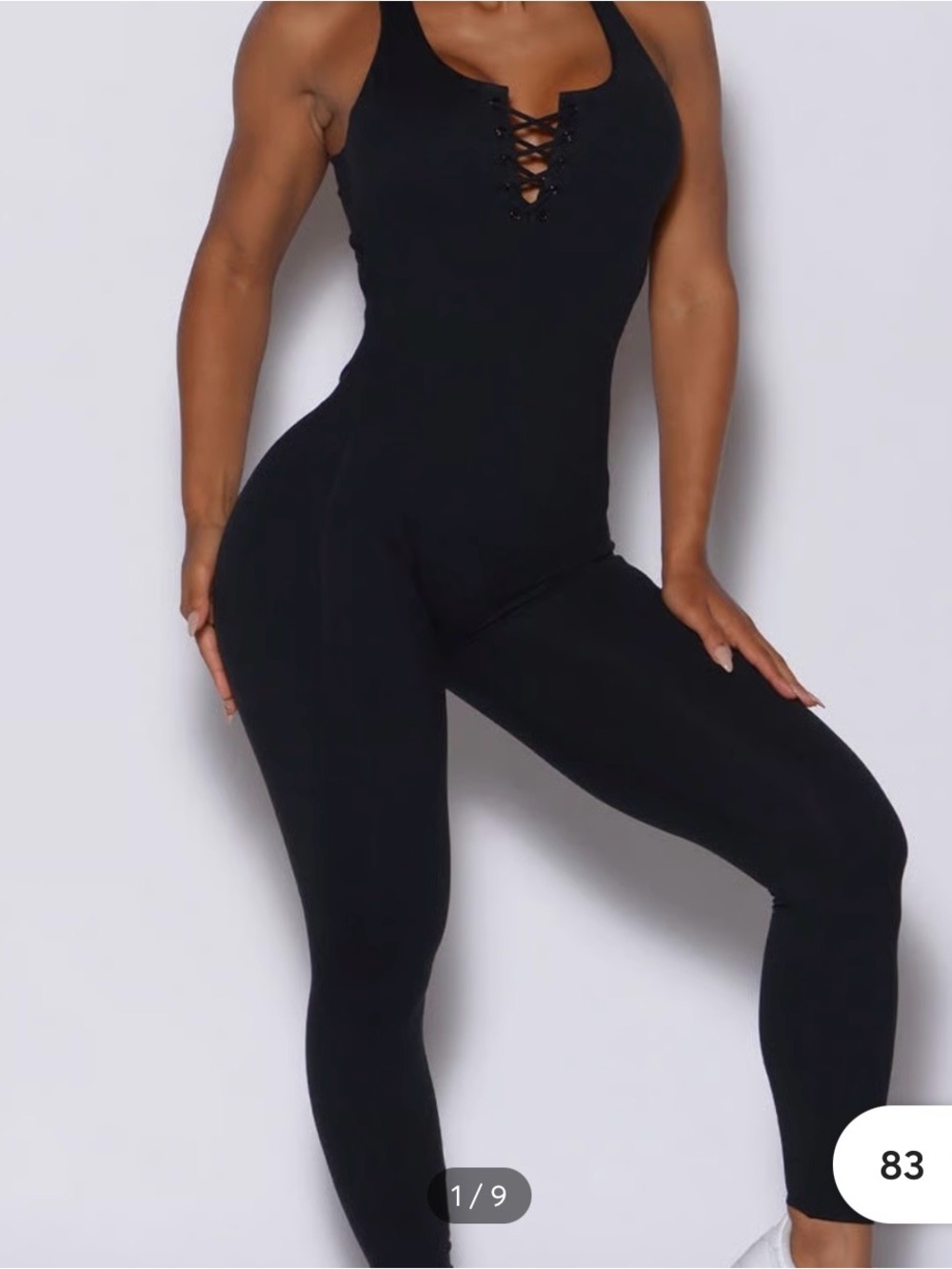 Bombshell Sportswear Black Lace-Up Tank Jumpsuit